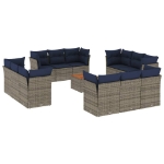 Set Divani da Giardino 13 pz con Cuscini Grigio in Polyrattan