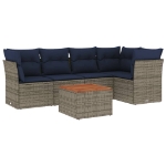 Set Divani da Giardino 6 pz con Cuscini Grigio in Polyrattan