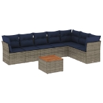 Set Divani da Giardino 8 pz con Cuscini Grigio in Polyrattan