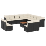 Set Divani da Giardino 14pz con Cuscini in Polyrattan Nero