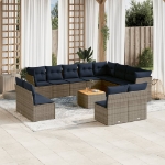 Set Divani da Giardino 13 pz con Cuscini Grigio in Polyrattan