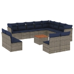 Set Divani da Giardino 13 pz con Cuscini Grigio in Polyrattan