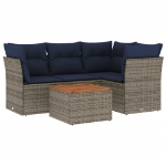Set Divani da Giardino 5 pz con Cuscini Grigio in Polyrattan