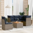 Set Divani da Giardino 6 pz con Cuscini Grigio in Polyrattan