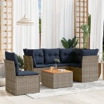 Set Divani da Giardino 6 pz con Cuscini Grigio in Polyrattan