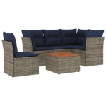 Set Divani da Giardino 6 pz con Cuscini Grigio in Polyrattan