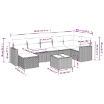Set Divano da Giardino 8 pz con Cuscini Beige in Polyrattan