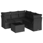 Set Divano da Giardino 6 pz con Cuscini Nero in Polyrattan