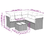 Set Divano da Giardino 6 pz con Cuscini Nero in Polyrattan