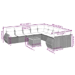 Set Divani da Giardino 11 pz con Cuscini in Polyrattan Nero