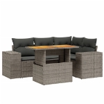 Set Divano da Giardino 5 pz con Cuscini Grigio in Polyrattan