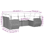 Set Divano da Giardino 6 pz con Cuscini Nero in Polyrattan
