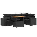 Set Divano da Giardino 6 pz con Cuscini Nero in Polyrattan