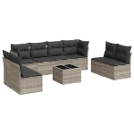 Set Divano da Giardino 9pz con Cuscini Grigio Chiaro Polyrattan
