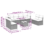 Set Divano da Giardino 9pz con Cuscini Grigio Chiaro Polyrattan