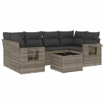 Set Divani da Giardino 7pz con Cuscini Grigio Chiaro Polyrattan