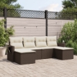 Set Divano da Giardino 6 pz con Cuscini Marrone in Polyrattan