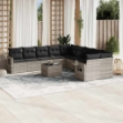 Set Divani da Giardino 11 pz con Cuscini in Polyrattan Grigio