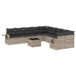 Set Divani da Giardino 11 pz con Cuscini in Polyrattan Grigio