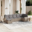 Set Divano da Giardino 7 pz con Cuscini Beige Misto Polyrattan