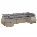Set Divano da Giardino 7 pz con Cuscini Beige Misto Polyrattan