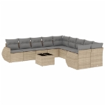 Set Divani da Giardino 11 pz con Cuscini Beige in Polyrattan