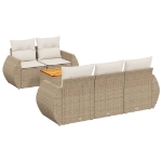 Set Divano da Giardino 6 pz con Cuscini Beige in Polyrattan