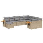 Set Divano da Giardino 10 pz con Cuscini Beige in Polyrattan