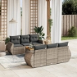 Set Divani da Giardino 7 pz con Cuscini Grigio in Polyrattan
