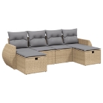 Set Divano da Giardino 6 pz con Cuscini Beige Misto Polyrattan