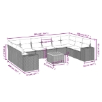 Set Divani da Giardino 11 pz con Cuscini in Polyrattan Nero