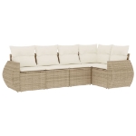 Set Divano da Giardino 5 pz con Cuscini Beige in Polyrattan