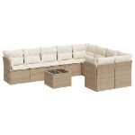 Set Divano da Giardino 10 pz con Cuscini Beige in Polyrattan