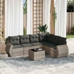Set Divani da Giardino 7pz con Cuscini Grigio Chiaro Polyrattan