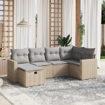Set Divano da Giardino 6 pz con Cuscini Beige Misto Polyrattan