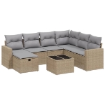 Set Divano da Giardino 8 pz con Cuscini Beige Misto Polyrattan