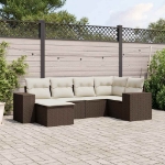 Set Divano da Giardino 6 pz con Cuscini Marrone in Polyrattan
