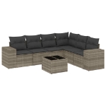 Set Divani da Giardino 7pz con Cuscini Grigio Chiaro Polyrattan