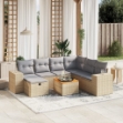Set Divano da Giardino 8 pz con Cuscini Beige Misto Polyrattan