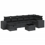 Set Divani da Giardino con Cuscini 8 pz Nero in Polyrattan