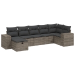 Set Divani da Giardino 7 pz con Cuscini Grigio in Polyrattan