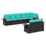 Set Divani da Giardino con Cuscini 8 pz Nero in Polyrattan
