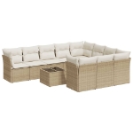 Set Divani da Giardino 11 pz con Cuscini Beige in Polyrattan