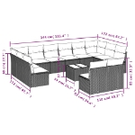 Set Divano da Giardino 13 pz con Cuscini Beige in Polyrattan