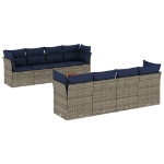 Set Divani da Giardino 9 pz con Cuscini Grigio in Polyrattan