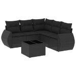 Set Divano da Giardino 6 pz con Cuscini Nero in Polyrattan