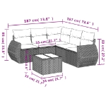 Set Divano da Giardino 6 pz con Cuscini Nero in Polyrattan