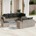 Set Divano da Giardino 8pz con Cuscini Grigio Chiaro Polyrattan