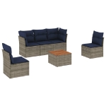 Set Divani da Giardino 6 pz con Cuscini Grigio in Polyrattan