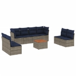 Set Divani da Giardino 9 pz con Cuscini Grigio in Polyrattan